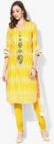 Biba Yellow Printed Cotton Churidar Kameez Dupatta women