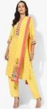 Biba Yellow Printed Kurta Pants Dupatta women