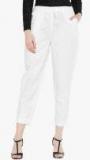 Bitterlime Off White Solid Regular Fit Regular Trousers Women