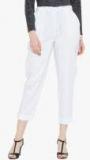 Bitterlime White Solid Regular Fit Regular Trousers Women