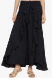 Bitterlime Women Crepe Black Palazzo Skirt Women