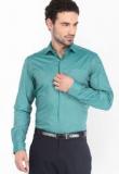 Black Coffee Solid Green Formal Shirt men