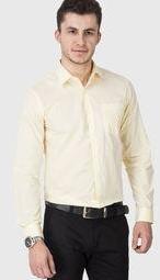 Black Coffee Solid Yellow Formal Shirt men