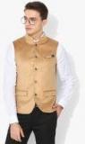 Blackberrys Beige Self Design Nehru Jackets Men