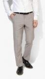 Blackberrys Beige Solid Slim Fit Formal Trouser Men