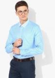 Blackberrys Blue Self Design Slim Fit Formal Shirt Men