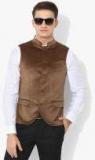 Blackberrys Brown Self Design Nehru Jackets Men