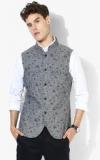 Blackberrys Grey Printed Waistcoat Men