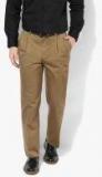 Blackberrys Khaki Solid Regular Fit Formal Trouser Men