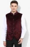 Blackberrys Maroon Woven Design Nehru Jacket Men