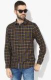 Blackberrys Mustard Checked Slim Fit Casual Shirt Men