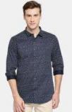 Blackberrys Navy Blue Printed Slim Fit Casual Shirt men