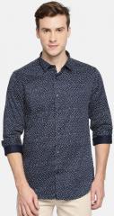 Blackberrys Navy Blue Printed Slim Fit Casual Shirt men