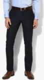 Blackberrys Navy Blue Self Design Mid Rise Formal Trouser Men