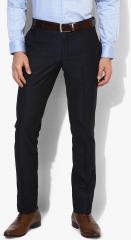 Blackberrys Navy Blue Self design Mid Rise Formal Trouser men