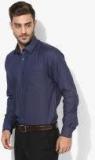 Blackberrys Navy Blue Self Design Slim Fit Formal Shirt Men