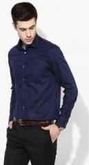 Blackberrys Navy Blue Solid Slim Fit Formal Shirt men