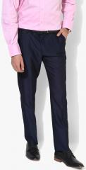 Blackberrys Navy Blue Textured Slim Fit Formal Trouser men