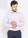 Blackberrys White & Lavender Slim Fit Checked Formal Shirt men