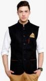 Blackbuk India Black Solid Waistcoat men