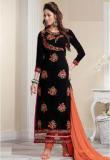 Blissta Black Embroidered Dress Material women