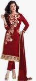 Blissta Maroon Embroidered Dress Material women