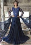 Blissta Navy Blue Embroidered Gown With Dupatta Women