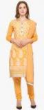 Blissta Orange Embroidered Dress Material women