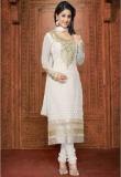 Blissta White Embroidered Dress Material women