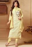 Blissta Yellow Embroidered Dress Material Women