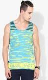 Blue Saint Blue Printed Regular Fit Round Neck Vest men