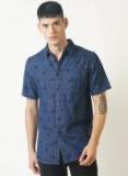 Blue Saint Blue Printed Slim Fit Casual Shirt Men