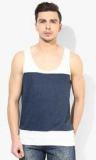 Blue Saint Clumber Land White Solid Round Neck Vest men