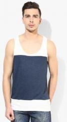 Blue Saint Clumber Land White Solid Round Neck Vest men