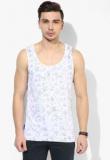 Blue Saint Dane White Round Neck Vests men