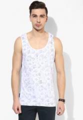 Blue Saint Dane White Round Neck Vests men