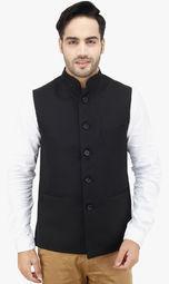 Bluethreads Black Solid Nehru Jacket Men