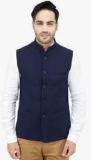 Bluethreads Navy Blue Solid Nehru Jacket Men