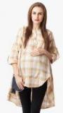 Blush 9 Maternity Beige Checked Maternity Tunic women