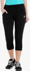 Bodyactive Black Solid Capri women