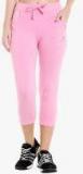 Bodyactive Pink Solid Capri Women