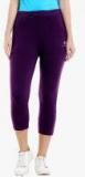 Bodyactive Purple Solid Capri Women