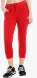 Bodyactive Red Solid Capri Women