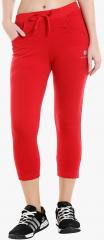 Bodyactive Red Solid Capri women