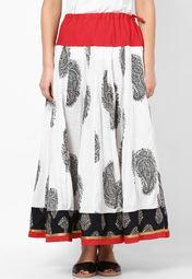 Bohemyan Blue Cotton White Skirt women