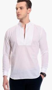 Bolt White Solid Slim Fit Kurta men