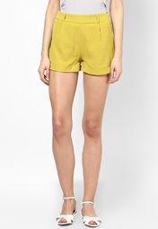 Boohoo Mustard Yellow Jaya Pocket Back Crepe Woven Shorts women