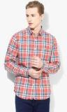 Bossini Orange Checked Regular Fit Casual Shirt men