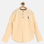 Bossini Peach Solid Henley Neck Tshirts Boys