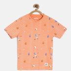 Bossini Peach Striped Round Neck T Shirt Boys